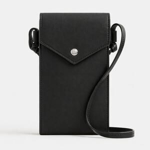 NWT J. Crew Black Leather Gracie Crossbody Phone Bag OS